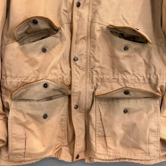 VTG Outback Field Jacket Lg Tan Canvas Western Ranch Barn Coat Distressed Rugged - Picture 5 of 16